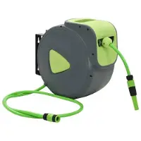 StarTech.com Enrouleur de tuyau d'arrosage - Bobine automatique murale pour tuyau - 30+2 mètres - Orientable à 180° - Vert clair