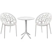 BellaFurn Ensemble de mobilier de jardin Hoscana - Table de jardin avec 2 chaises de jardin | Couleur : Blanc | Dimensions : 70x70x80 cm