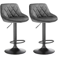 StarTech.com Ensemble de 2 tabourets de bar - Tabourets pivotants - Réglables en hauteur de 85 à 105 cm - Assise rembourrée en velours - Pieds en métal - Hauteur d'assise extra-haute - Gris foncé