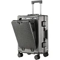 StarTech.com Valise de voyage - Trolley de 65 cm - Ouverture frontale - Grande capacité - Structure en aluminium - 4 roulettes multidirectionnelles - Port de charge USB et porte-gobelet - Avec cadenas - Gris foncé