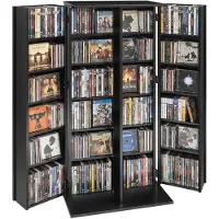 StarTech.com Étagère multimédia - Meuble de rangement pour CD/DVD - 24 compartiments - 61 x 36,8 x 127 cm - Peu encombrante - Pour CD, DVD, livres et jeux - Noir