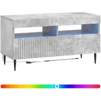 vidaXL Meuble TV LED gris béton, fabriqué en panneaux de particules