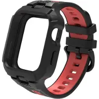 StarTech.com Bracelet intelligent 2-en-1 avec cadre de protection - Watch Fit 4 - En silicone - Fermeture à boucle - Noir/Rouge