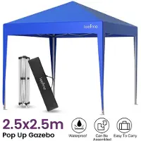 StarTech.com Pavillon de jardin pliable, 2,5 x 2,5 m - Tente de fête instantanée - Imperméable - Protection UV - Tissu Oxford 210D - Pliable, idéal pour le camping, la plage, la terrasse - Bleu