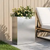 Prolenta Maison Exclusive - Pot de jardin en acier inoxydable argenté, dimensions 40 x 20 x 50 cm