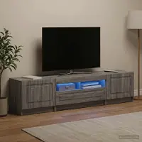 Prolenta Meuble TV exclusif - Enceinte TV LED UTRECHT, 3 pièces, panneaux de particules imitation bois Sonoma gris