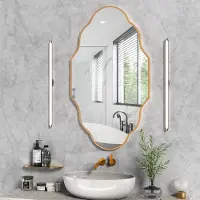 StarTech.com Miroir asymétrique - Miroir mural, miroir de salle de bain - Grossissant - Forme irrégulière - 20 cm - Cadre en métal - Style moderne - Cadre doré