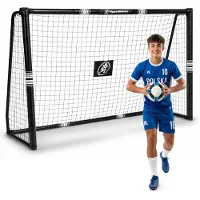 StarTech.com But de football pour jardin - Grand but de football 240x160 cm - Structure en acier - Filet - Pour l'entraînement des enfants et des jeunes - Noir
