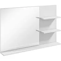 StarTech.com Miroir de salle de bain à fixer au mur - Miroir avec 2 étagères latérales et une étagère inférieure - Cadre en plastique - 75 x 10 x 48 cm - Blanc