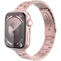MoKo Bracelet en métal , compatible avec les montres Apple Watch SE3/2/1, S11/10/9/8 – taille 38/40/41/42 mm (modèles Series 10 et 11), couleur rose