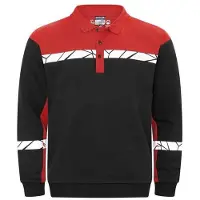 Projob - Pull à capuche en molleton pour hommes, manches longues, modèle ET914 (5XL) (Noir/Rouge)
