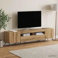 Prolenta Maison Exclusive - Meuble TV LED BREDA, 3 pièces, en bois stratifié imitation chêne massif