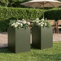 Prolenta Maison Exclusive - Deux jardinières pour l'extérieur, couleur olive, dimensions 50 x 50 x 75 cm