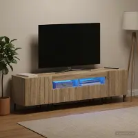 Prolenta Meuble TV LED exclusif, composé de 3 éléments, en bois imitation chêne Sonoma