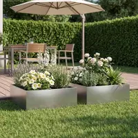 Prolenta Maison Exclusive - Lot de 2 pots de jardin, argenté, 40 x 40 x 20 cm