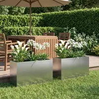 Prolenta Maison Exclusive - Lot de 2 pots de jardin, argenté, 80 x 40 x 50 cm