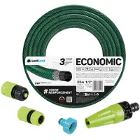 Cellfast Tuyau d'arrosage économique, 1/2", 20 mètres, avec : * Buse de pulvérisation droite * Raccordement avec filetage intérieur de 3/4" * Raccord rapide de passage et de blocage, 1/2"