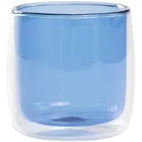 Zafferano No Bilia Set De 4 Verres Tumbler En Verre Borosilicate À Double Paroi Transparent Et Bleu Design Contemporain Artisanal Élégant Et Résistant