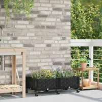 Prolenta Maison Exclusive - Jardinière sur roulettes, noire, 80 x 40 x 29 cm, en plastique PP