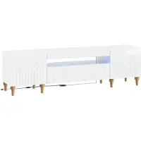 vidaXL Meuble TV LED, blanc brillant, en panneaux de particules