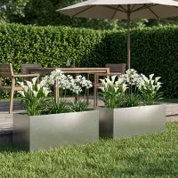 Prolenta Maison Exclusive - Deux pots de jardin en acier inoxydable, argentés, dimensions 80 x 40 x 40 cm