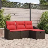Prolenta Maison Exclusive - Ensemble de canapé 4 pièces, couleur marron, en résine tressée