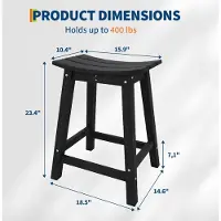 StarTech.com Ensemble de 2 tabourets de bar - Chaises de bar d'extérieur - Résistant aux intempéries - Structure en bois - Avec repose-pieds - Design moderne - Pour jardin, balcon, terrasse - Noir