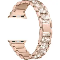 StarTech.com Bracelet pour montre connectée, orné de diamants, en acier inoxydable, avec fermeture à bouton métallique, compatible avec les modèles de 44/45/49 mm, finition rose gold, modèle unisexe