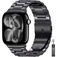 StarTech.com Bracelet en acier inoxydable - Bracelet pour montre connectée - Compatible avec les modèles Series 11/10 46 mm - Fermeture papillon - Outil inclus - Noir