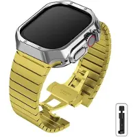 StarTech.com Bracelet en acier inoxydable avec coque de protection en TPU pour montre connectée - Bracelet et coque - 42/44/45 mm - Or/Argent