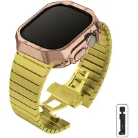 StarTech.com Bracelet de montre connecté avec étui de protection en TPU - Compatible avec les modèles de 42/44/45 mm - Acier inoxydable - Bracelet et étui - Or/Rose Gold