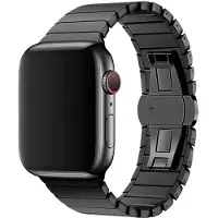 StarTech.com Bracelet en acier inoxydable - Bracelet pour montre connectée - Fermeture papillon - Détail perlé - Tailles : 42/44/45/46/49 mm - Noir
