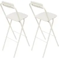 StarTech.com Ensemble de 2 tabourets de bar pliables - Hauts tabourets de bar - Avec dossier - Hauteur d'assise 75 cm - Structure en métal - Capacité de charge jusqu'à 125 kg - Couleur : blanc cassé