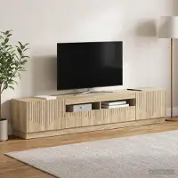 Prolenta Meuble TV exclusif - HOORN, 3 compartiments, en panneaux de particules imitation chêne Sonoma