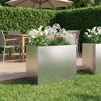 Prolenta Maison Exclusive - Jardinière en acier inoxydable argentée, dimensions : 60 x 30 x 40 cm