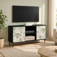 Prolenta Meuble TV exclusif - GOTHA, dimensions 102 x 33 x 51 cm, finition noire imitation chêne