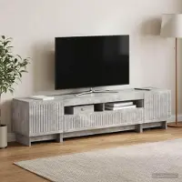 Prolenta Maison Exclusive - Meuble TV LED, 5 pièces, couleur gris béton, fabriqué en bois composite