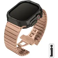 StarTech.com Bracelet pour montre connectée - Ultra 1/2 49 mm - Bracelet + coque - Acier inoxydable - Or rose/Noir