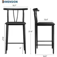 StarTech.com Ensemble de 2 tabourets de bar - Hauteur 63,5 cm - Structure en métal - Assise rembourrée épaisse - Avec dossier et repose-pieds - Idéal pour les plans de travail de cuisine et les salles à manger