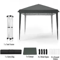 StarTech.com Pavillon de jardin - Pavillon pliable - 3 x 3 mètres - Tissu Oxford - Structure en aluminium - Protection UV - Gris