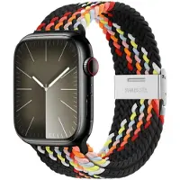StarTech.com Bracelet pour montre connectée - Nylon - 44/45/46/49 mm - 20 cm - Boucle à double languette - Couleur : Noir arc-en-ciel