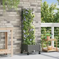 Prolenta Maison Exclusive - Jardinière avec treillis et roulettes, gris clair, 40 x 40 x 131,5 cm