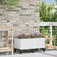 Prolenta Maison Exclusive - Jardinière sur roulettes, blanche, 80 x 40 x 48 cm, en plastique PP