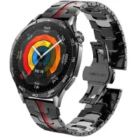 StarTech.com Bracelet pour montre connectée - Xiaomi Watch 5 - Acier inoxydable - 22 mm - Boucle déployante - Noir/Rouge
