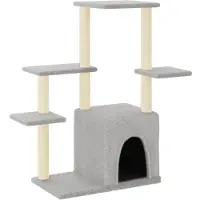 vidaXL Arbre à chat avec colonnes à griffer en sisal Gris clair 97,5 cm