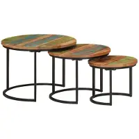 vidaXL Tables d'ensemble 3 pcs. Bois massif recyclé