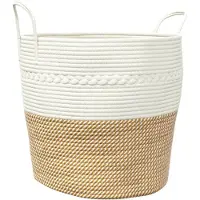 vidaXL Panier de rangement marron et blanc Ø43x38 cm coton