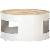 vidaXL Table basse blanche 68x68x36 cm en bois massif de manguier