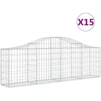 vidaXL Gabions 15 pcs voûtés 200x30x60/80 cm fer galvanisé