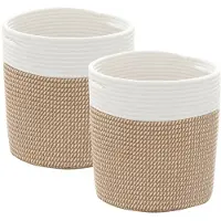 vidaXL Paniers de rangement 2 pcs marron et blanc Ø28x28 cm coton